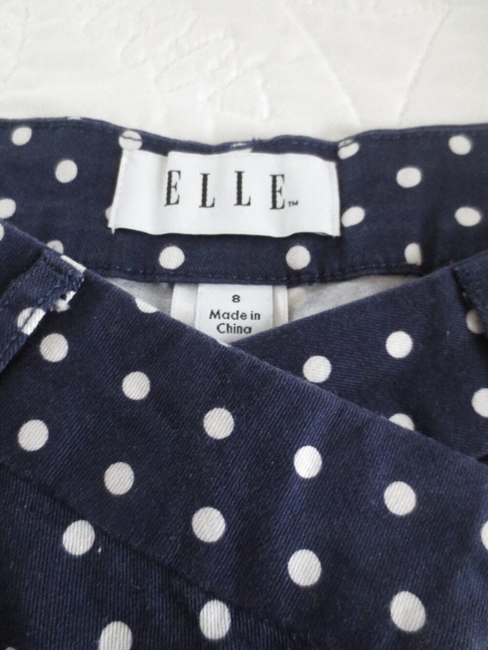 Retro Navy Blue & White Polka Dot Cotton Shorts - Picture 4 of 12